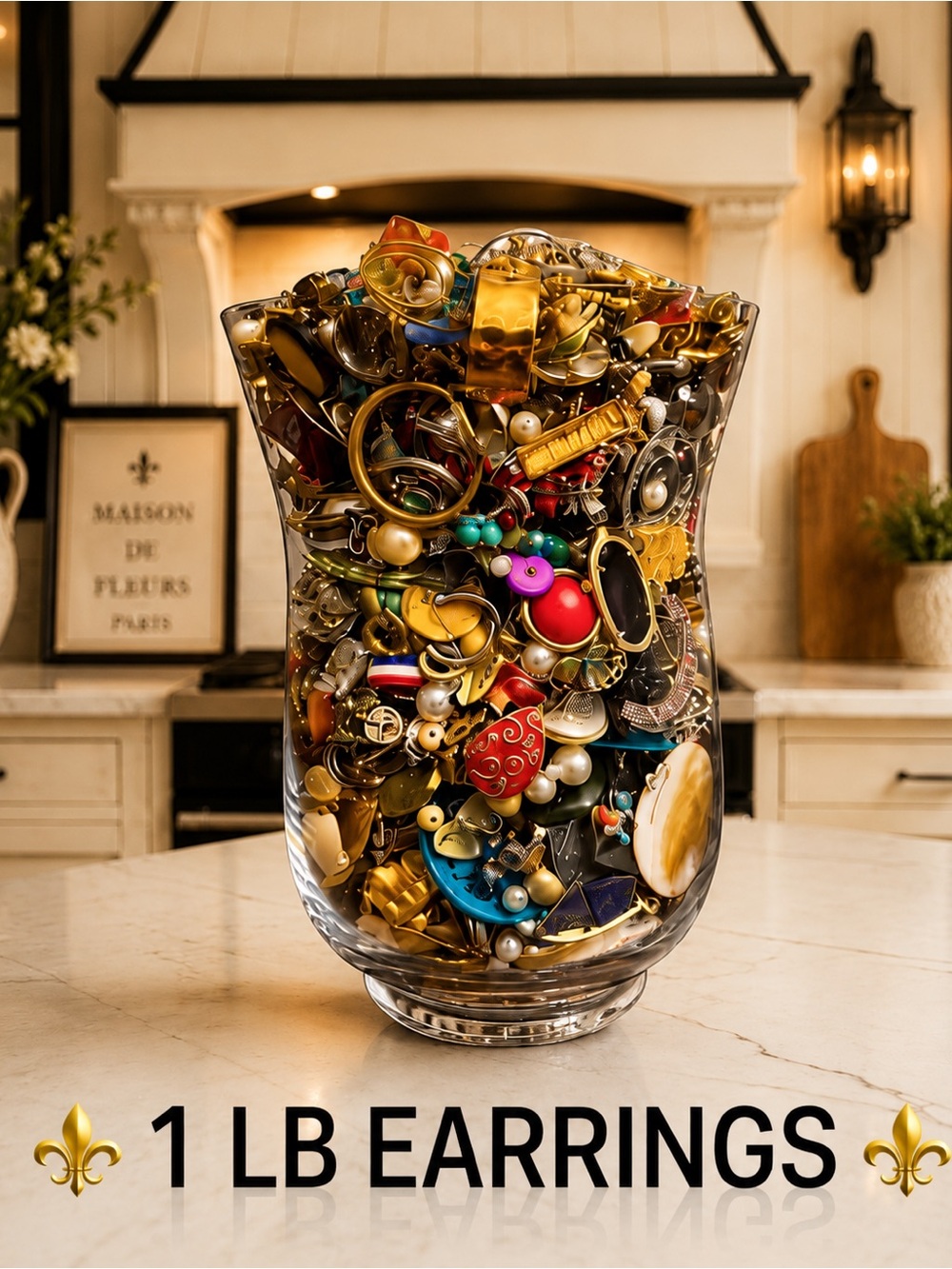 1 lb Bulk Earrings Lot Unsorted Costume Jewelry Craft Repair Treasure Mix